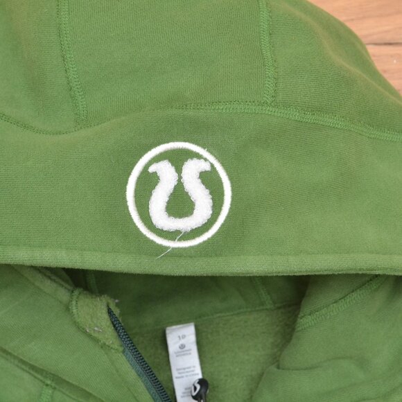 Lululemon Sz 10 Hooded Green Sweatshirt Hoodie Full Zip Cotton Blend - Picture 3 of 9